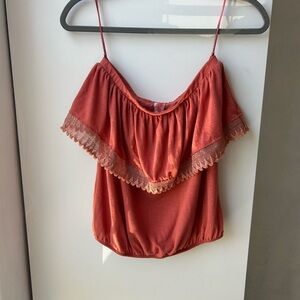 Free People Coral Strapless Top